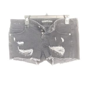 Black ripped jean short